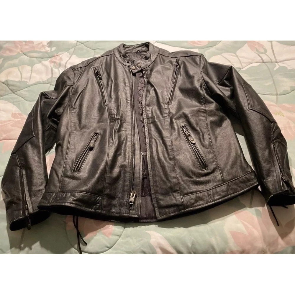 Black Leather Moto Jacket- Mens XL LIKE NEW